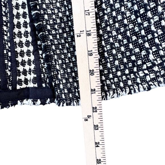 Eddie Bauer Blazer Jacket Womens 2 Black White Geo Wool Blend Tweed Open Front - Picture 6 of 12